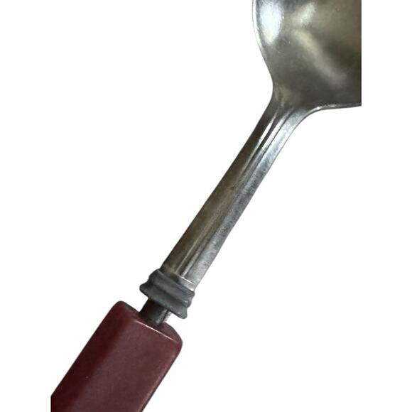 VTG Bakelite Red Handled Flatware Knives Spoons Kitchen Stainless Steel READ - Picture 9 of 11